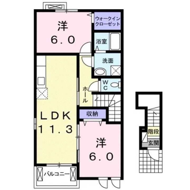 滋賀県栗東市下戸山(アパート)の賃貸物件の間取り