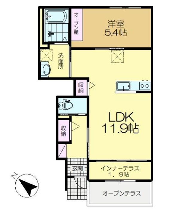 千葉県四街道市鹿渡(アパート)の賃貸物件の間取り