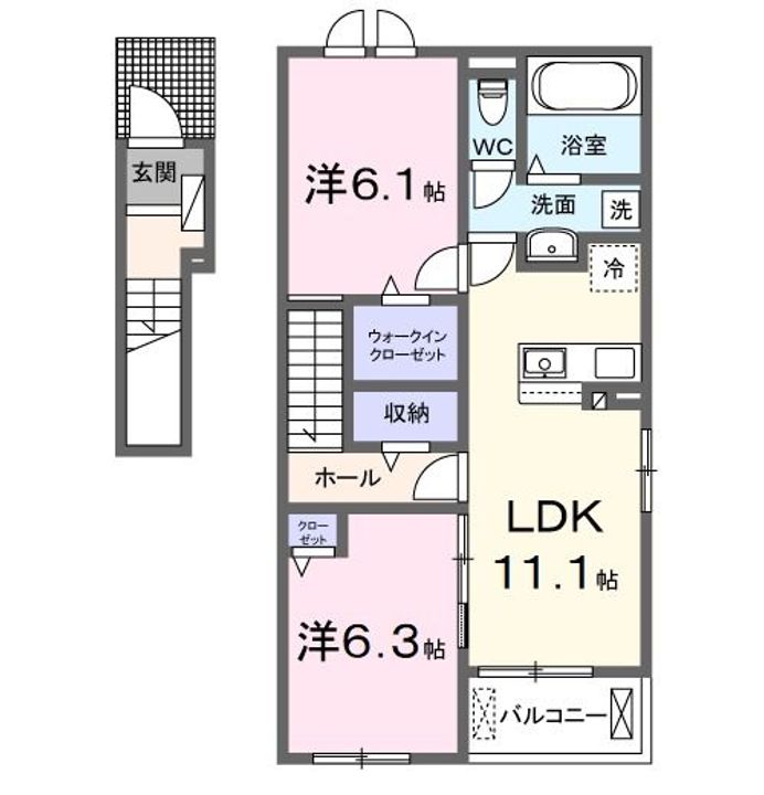京都府南丹市園部町木崎町中川端(アパート)の賃貸物件の間取り