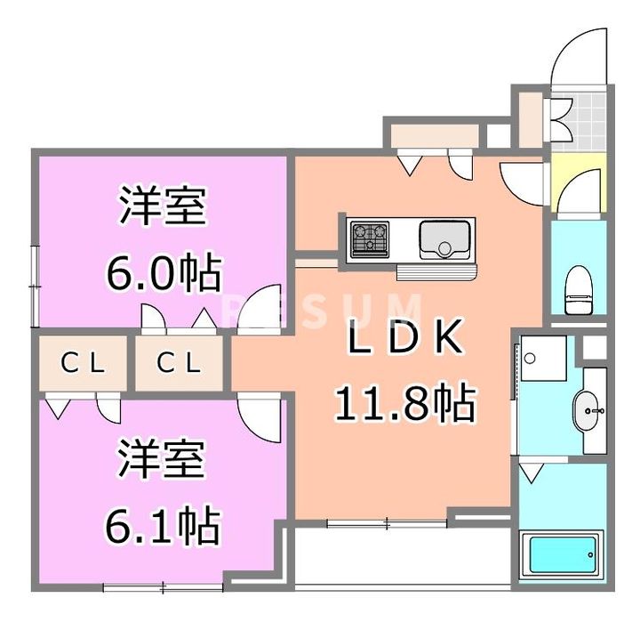 千葉県千葉市中央区新宿1(アパート)の賃貸物件の間取り