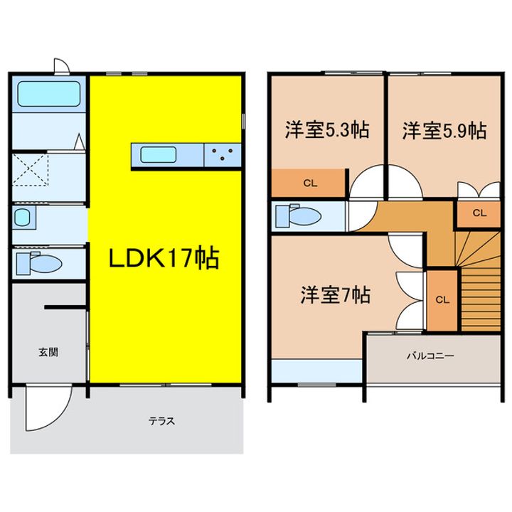 栃木県小山市東城南1(一戸建)の賃貸物件の間取り