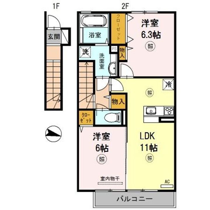 兵庫県神戸市垂水区名谷町(アパート)の賃貸物件の間取り