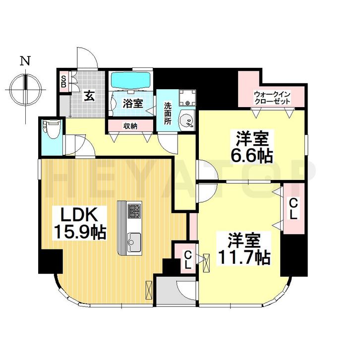 愛知県名古屋市瑞穂区田辺通3(マンション)の賃貸物件の間取り