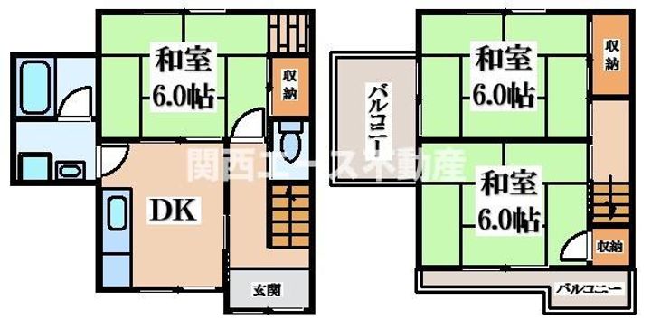 大阪府東大阪市東石切町1(一戸建)の賃貸物件の間取り