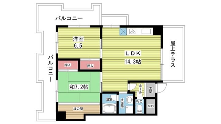 大阪府豊中市桜の町5の賃貸マンションの間取り