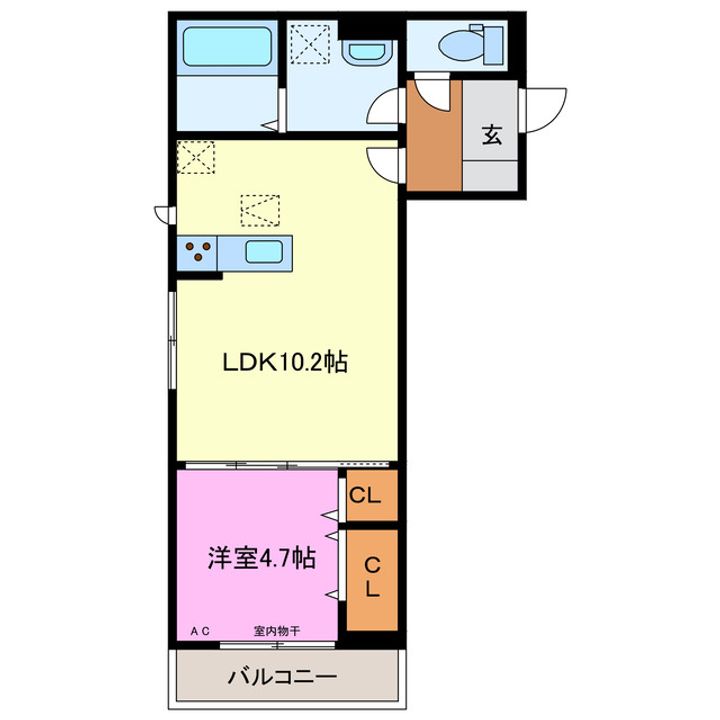 静岡県浜松市中央区有玉北町(アパート)の賃貸物件の間取り