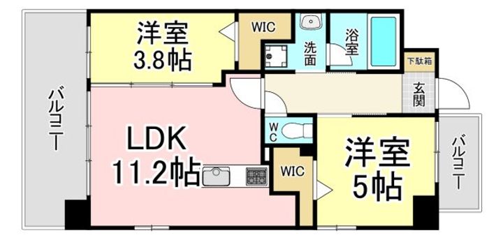 福岡県北九州市八幡西区三ケ森2(マンション)の賃貸物件の間取り