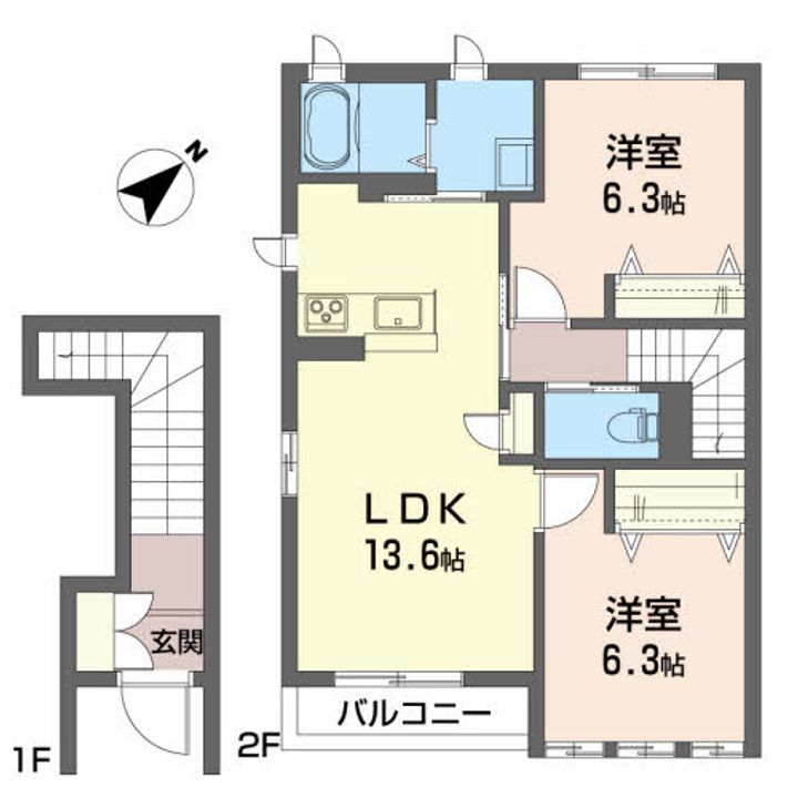 福島県南相馬市原町区本陣前2(アパート)の賃貸物件の間取り