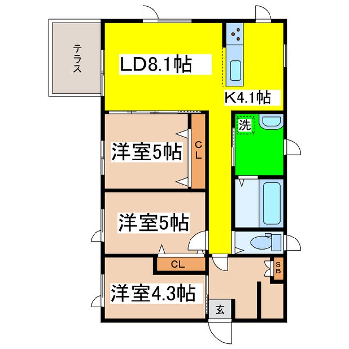 北海道釧路郡釧路町東陽西2(一戸建)の賃貸物件の間取り
