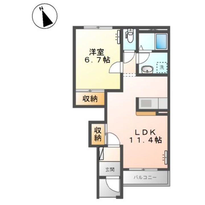 埼玉県鴻巣市箕田(アパート)の賃貸物件の間取り