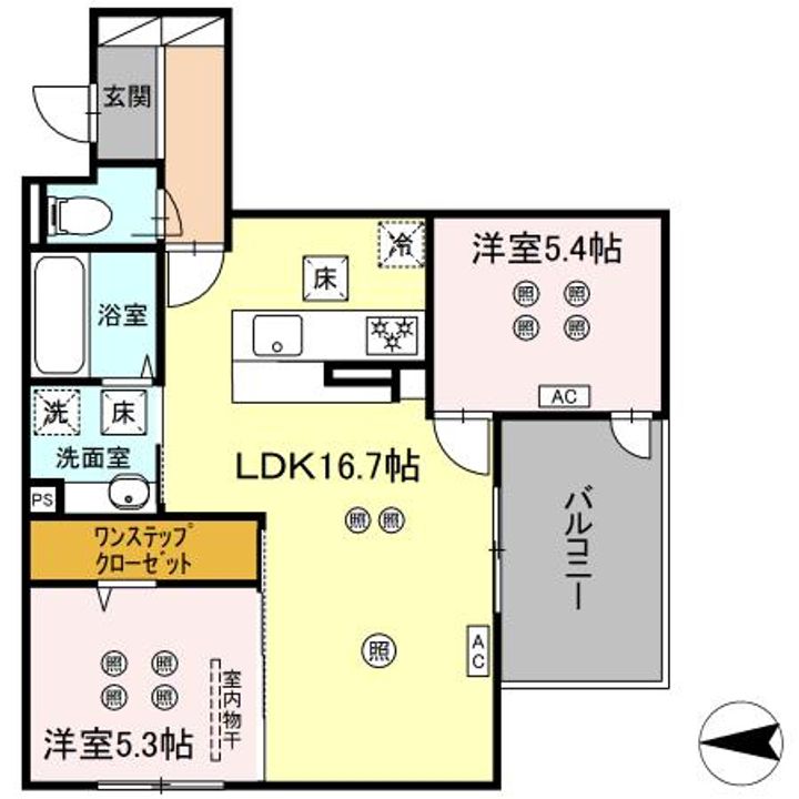 熊本県熊本市中央区春竹町大字春竹(アパート)の賃貸物件の間取り