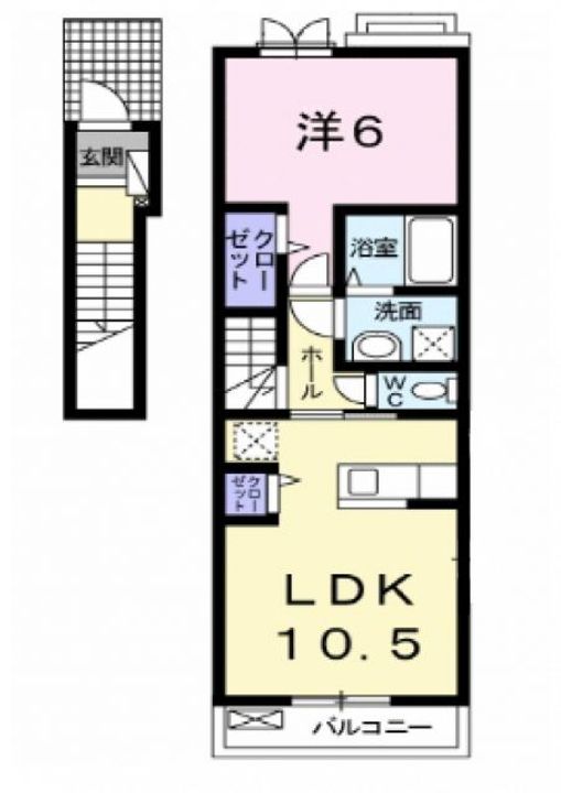 福島県いわき市小名浜大原字富岡前(アパート)の賃貸物件の間取り