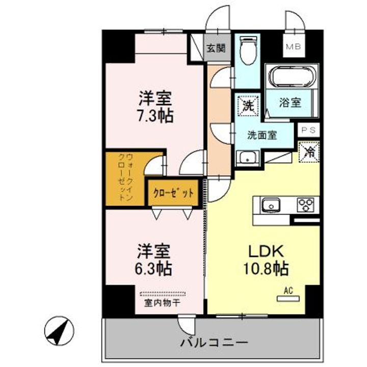 埼玉県さいたま市大宮区北袋町1(マンション)の賃貸物件の間取り
