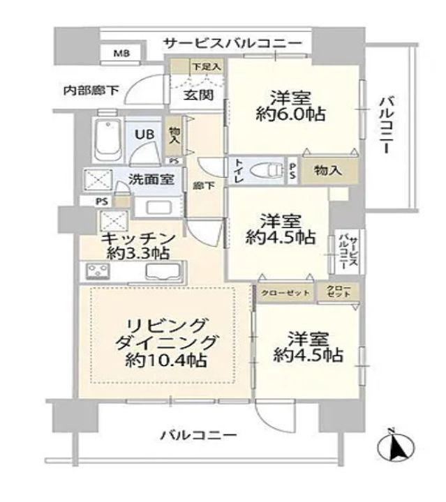 東京都江東区冬木(マンション)の賃貸物件の間取り