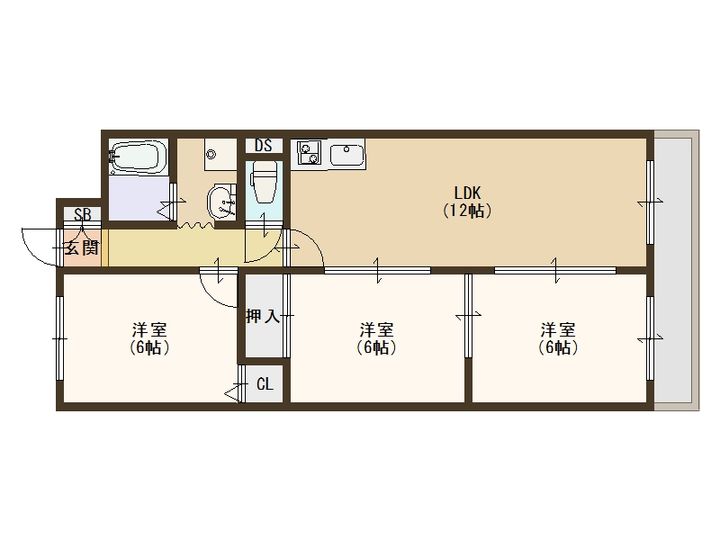 大阪府大阪市住之江区御崎4(マンション)の賃貸物件の間取り