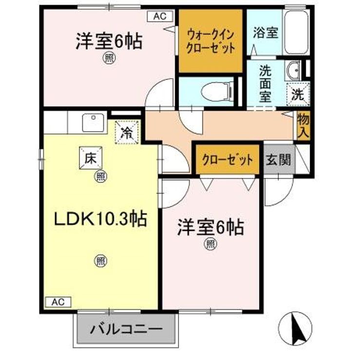 ビバーチェやまは奈 Aの間取り