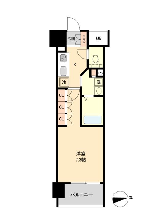 宮城県仙台市宮城野区鉄砲町中(マンション)の賃貸物件の間取り