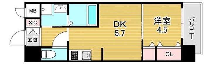 大阪府大阪市鶴見区茨田大宮4(マンション)の賃貸物件の間取り