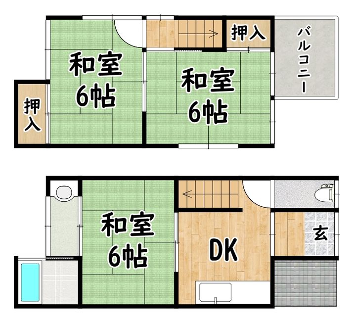 大阪府東大阪市藤戸新田2(一戸建)の賃貸物件の間取り