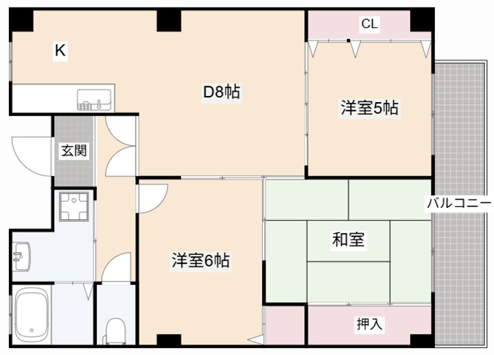 大阪府高槻市中川町(マンション)の賃貸物件の間取り