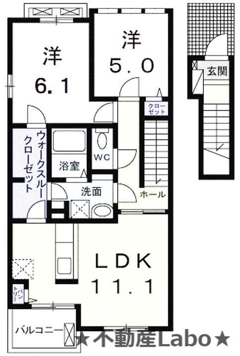 徳島県板野郡藍住町矢上字西(アパート)の賃貸物件の間取り