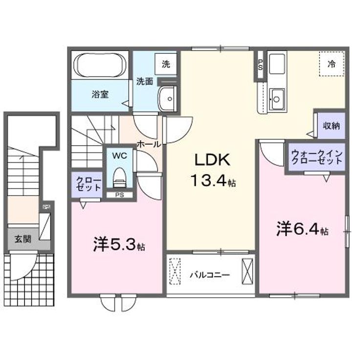愛知県蒲郡市竹谷町作間(アパート)の賃貸物件の間取り