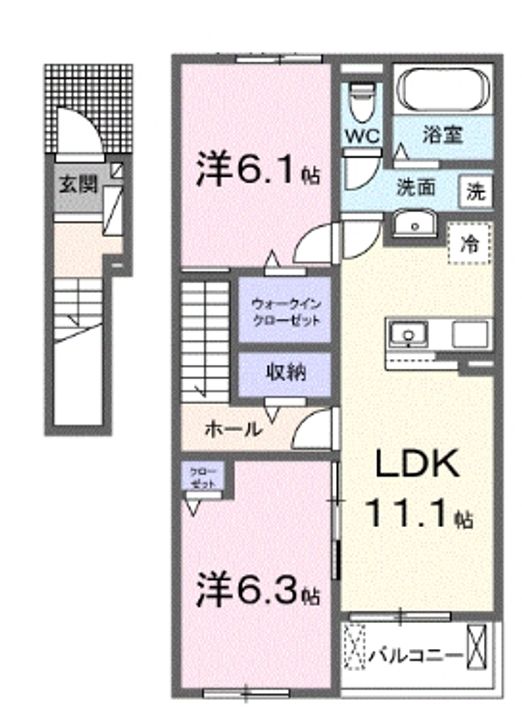 愛知県名古屋市天白区海老山町(アパート)の賃貸物件の間取り