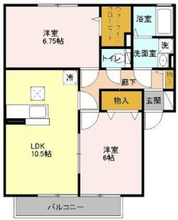 神奈川県伊勢原市下糟屋(アパート)の賃貸物件の間取り