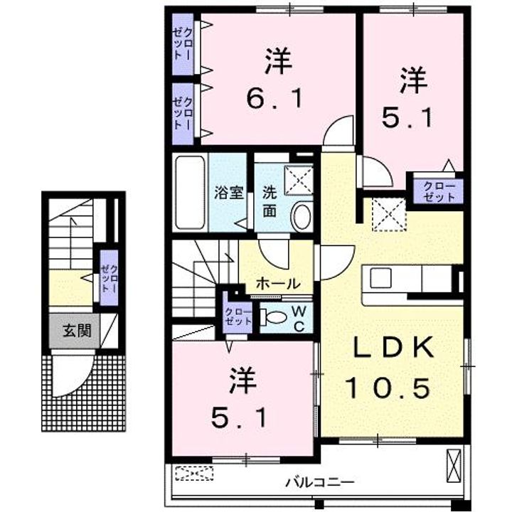 広島県福山市北本庄4(アパート)の賃貸物件の間取り