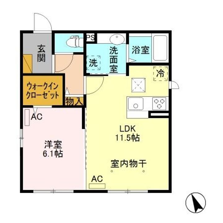 栃木県足利市伊勢町2(アパート)の賃貸物件の間取り