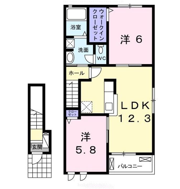 茨城県潮来市日の出8(アパート)の賃貸物件の間取り