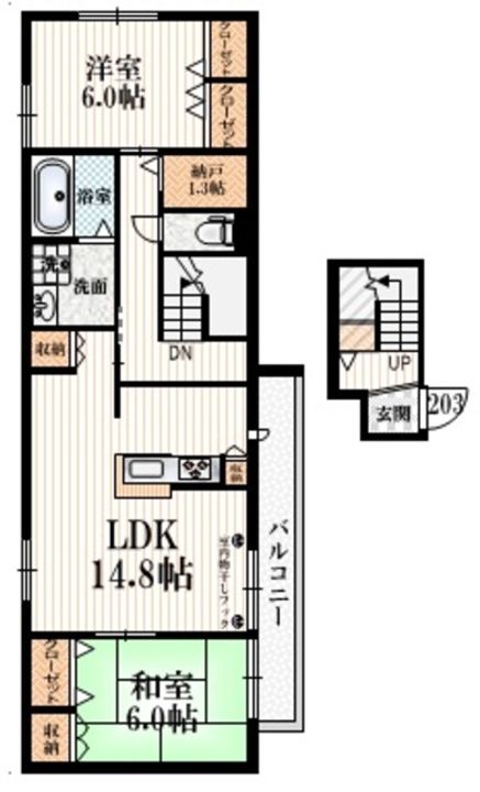 東京都世田谷区北烏山9(マンション)の賃貸物件の間取り