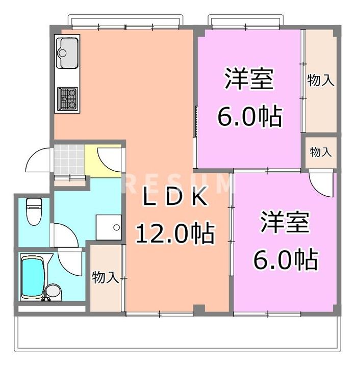 千葉県千葉市稲毛区作草部町(マンション)の賃貸物件の間取り