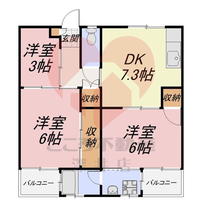 大阪府交野市私部8(マンション)の賃貸物件の間取り