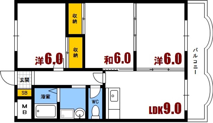 広島県広島市安芸区船越南4(マンション)の賃貸物件の間取り