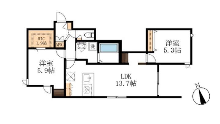 東京都練馬区貫井2(マンション)の賃貸物件の間取り