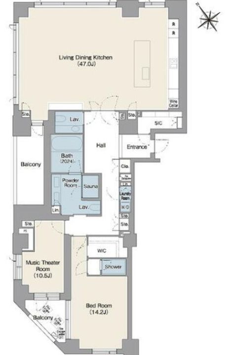 東京都港区白金台5(マンション)の賃貸物件の間取り