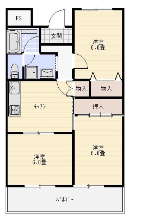 大阪府東大阪市吉田4(マンション)の賃貸物件の間取り