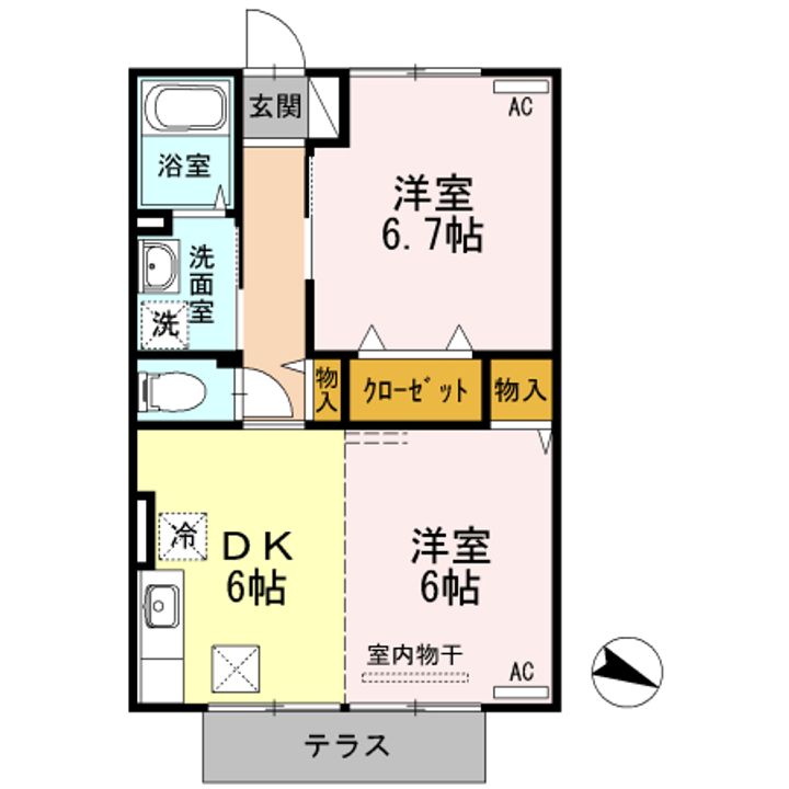 徳島県阿南市那賀川町上福井南川渕(アパート)の賃貸物件の間取り