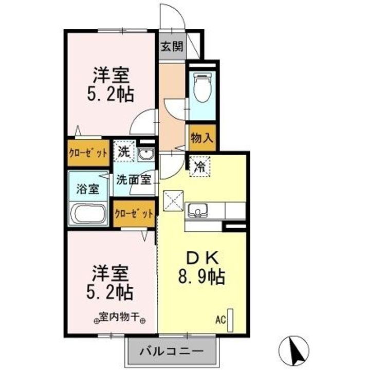 福島県郡山市富久山町福原字境田(アパート)の賃貸物件の間取り