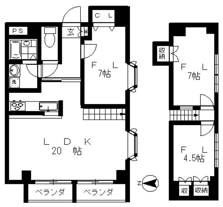 東京都世田谷区粕谷4(マンション)の賃貸物件の間取り
