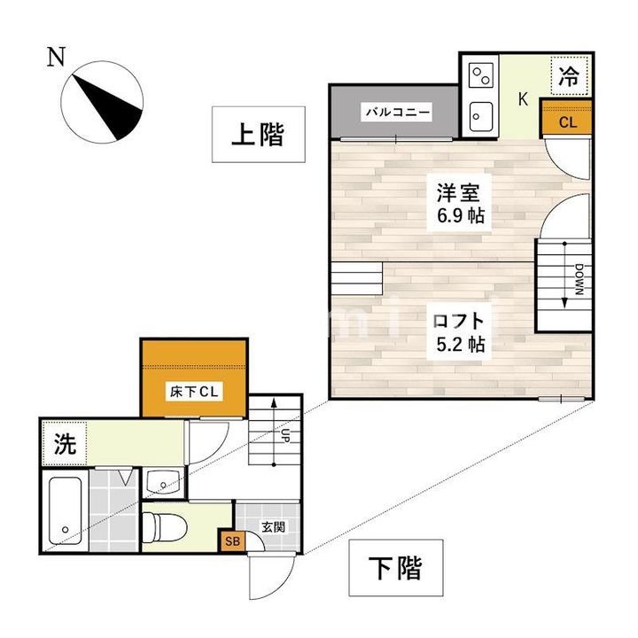 熊本県熊本市東区新南部3(アパート)の賃貸物件の間取り