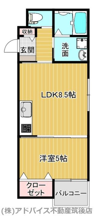 福岡県筑後市大字羽犬塚(アパート)の賃貸物件の間取り