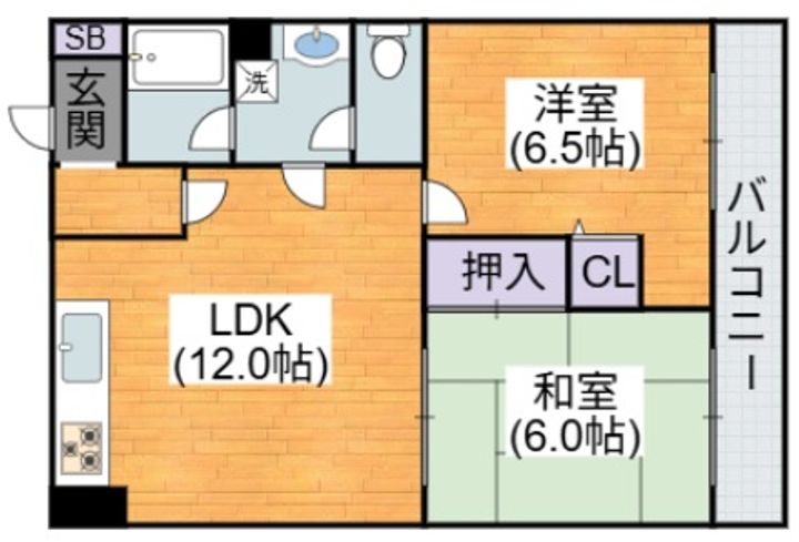 大阪府大阪市平野区平野北1(マンション)の賃貸物件の間取り