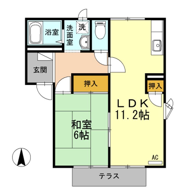 広島県福山市東深津町1(アパート)の賃貸物件の間取り
