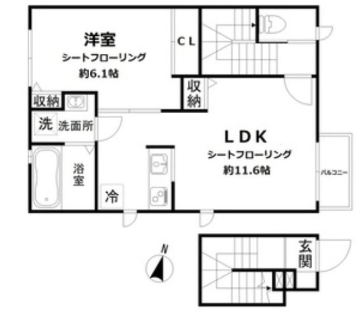 神奈川県横浜市鶴見区梶山1(アパート)の賃貸物件の内装