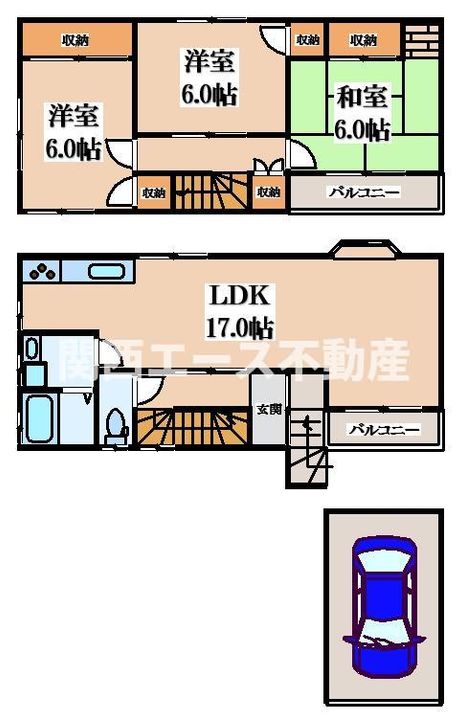 大阪府四條畷市南野2(一戸建)の賃貸物件の間取り