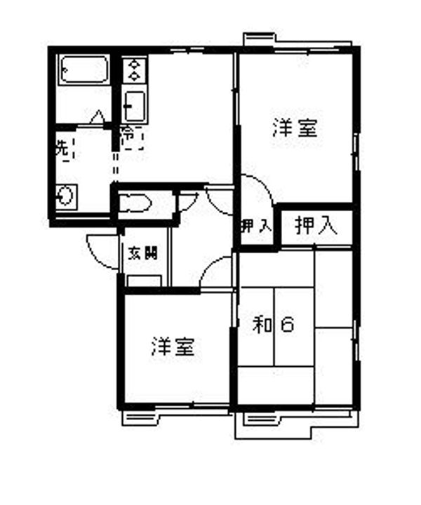 コーポハピネスII B棟の間取り