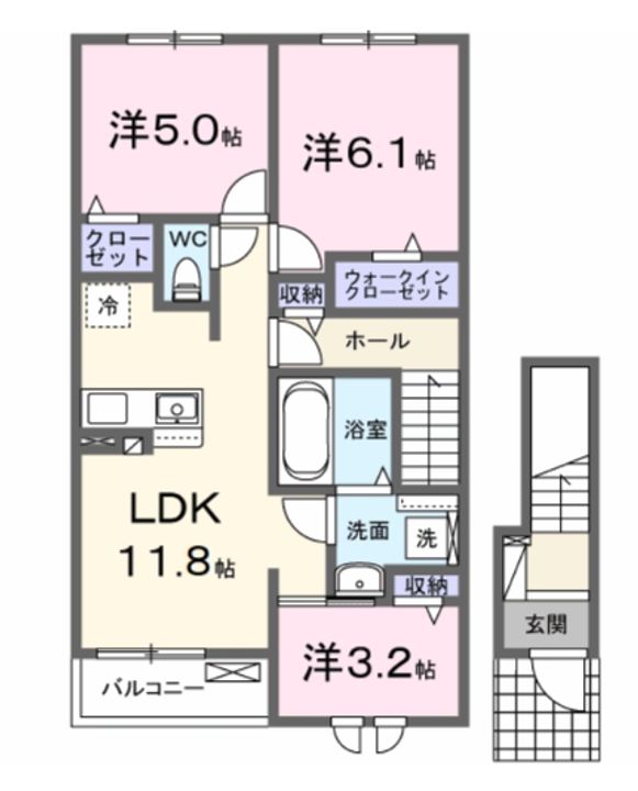 愛知県名古屋市天白区平針台1(アパート)の賃貸物件の間取り