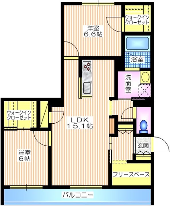 神奈川県横浜市港北区下田町2(マンション)の賃貸物件の間取り
